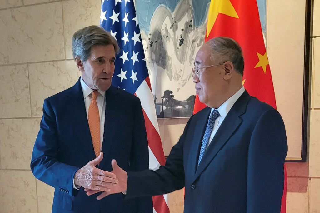 U.s. Special Presidential Envoy For Climate John Kerry Meets With His Chinese Counterpart Xie Zhenhua In Beijing